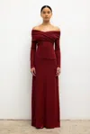 Leset Lauren High Waist Maxi Skirt In Red