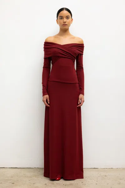 Leset Lauren High Waist Maxi Skirt In Red