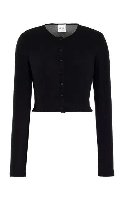 Leset Lauren Cropped Cardigan Ii In Black