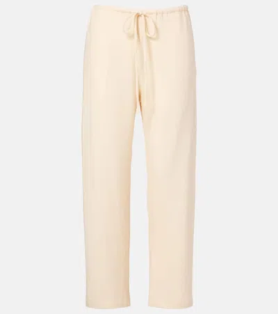 Leset Lauren Jersey Straight Pants In Neutral