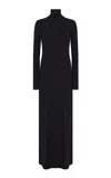 Leset Lauren Jersey Turtleneck Maxi Dress In Black