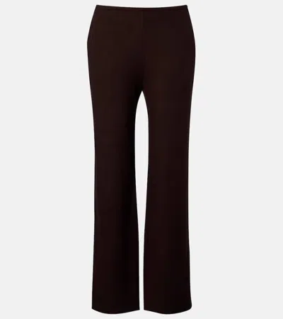 Leset Lauren Jersey Wide-leg Pants In Brown