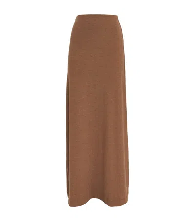 Leset Lauren Knitted Maxi Skirt In Brown