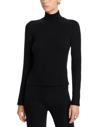 Leset Lauren Long Sleeve Turtleneck Top In Black