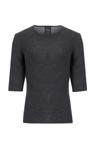 Leset Lauren Mid-sleeve Jersey T-shirt In Black