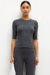 Leset Lauren Mid Sleeve Tee In Gray