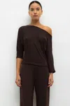 Leset Lauren Off Shoulder Top In Brown