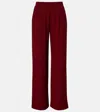 Leset Lauren Pleated Jersey Wide-leg Pants In Burgundy