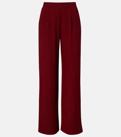 Leset Lauren Pleated Jersey Wide-leg Pants In Burgundy