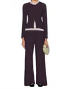 Leset Lauren Pleated Pocket Pant In Dark Berry In Purple