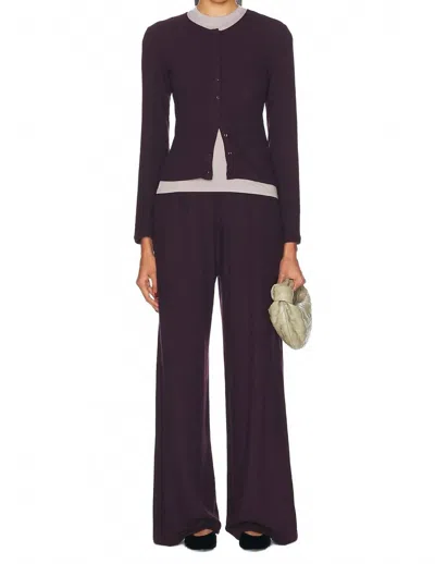 Leset Lauren Pleated Pocket Pant In Dark Berry In Purple