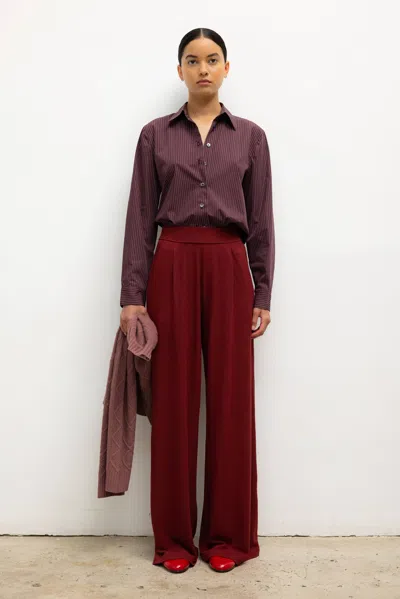 Leset Lauren Pleated Pocket Pant In Red