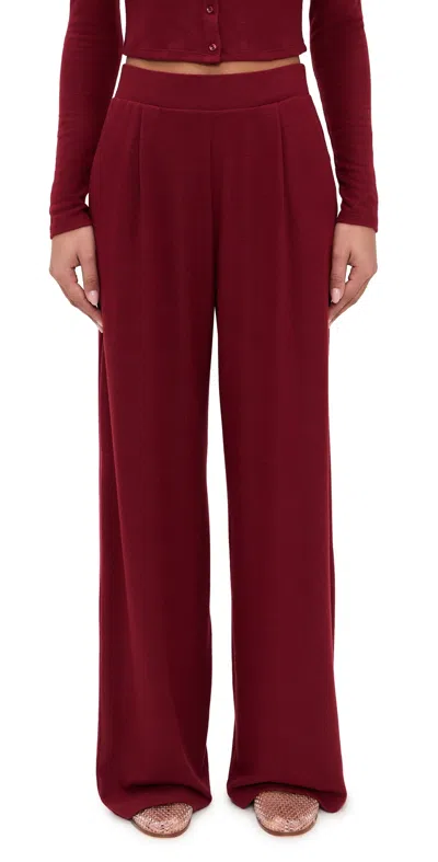 Leset Lauren Pleated Pocket Pants Pinot In Burgundy