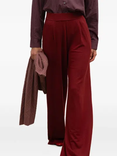 Leset Lauren Pleated Wide-leg Trousers In Burgundy