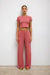 Leset Lauren Jersey Pocket Pants In Radish