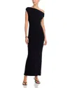 Leset Lauren Ruched Asymmetrical Dress In Black