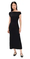 Leset Lauren Ruched Asymmetrical Shoulder Dress Black In Brown