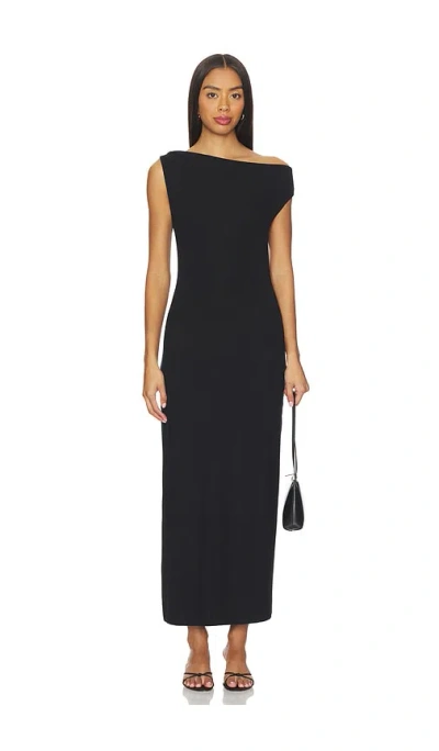 Leset Lauren Ruched Asymmetrical Shoulder Dress In Blue