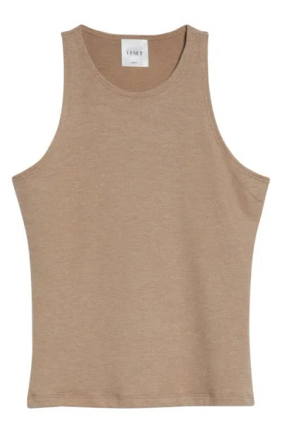 Leset Lauren Scoop Neck Tank In Brown
