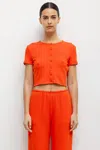 Leset Lauren Short Sleeve Cardigan In Red