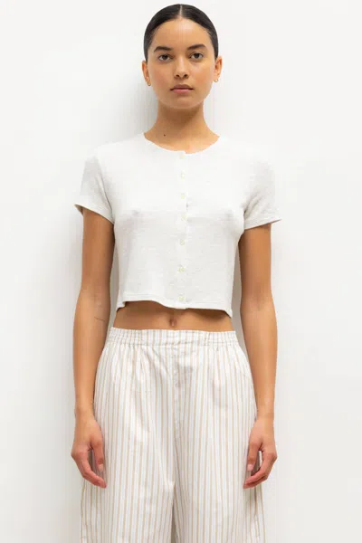 Leset Lauren Short Sleeve Cardigan In White