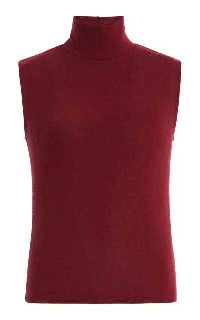LESET LAUREN SLEEVELESS JERSEY TURTLENECK TOP
