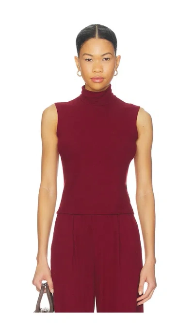 Leset Lauren Sleeveless Turtleneck In Burgundy