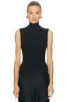 Leset Lauren Sleeveless Turtleneck Top In Black