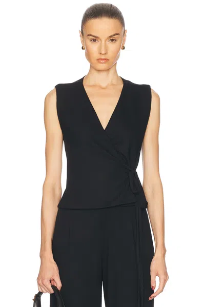 Leset Lauren Sleeveless Wrap Top In Black