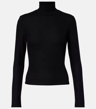 Leset Lauren Turtleneck Jersey Top In Black