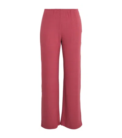 Leset Lauren Stretch-jersey Flared Track Pants In Burgundy