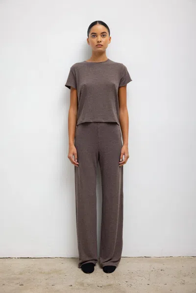 Leset Lauren Wide Leg Trouser In Brown