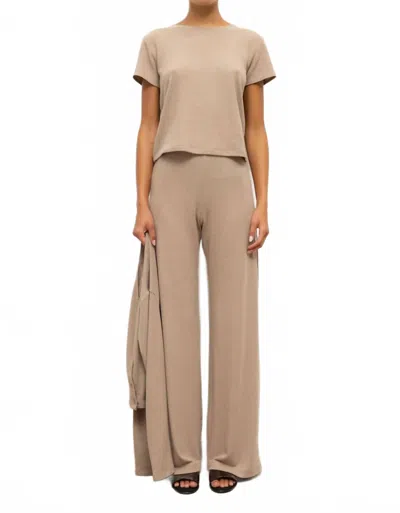 Leset Lauren Wide Leg Pant In Sable In Brown
