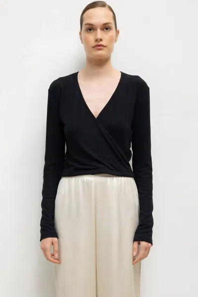 Leset Lauren Wrap Top In Black