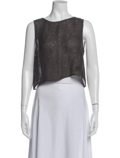 Pre-owned Leset Linen Crew Neck Crop Top In Neutrals