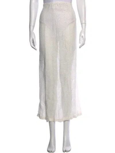 Pre-owned Leset Linen Long Skirt In Neutrals/white