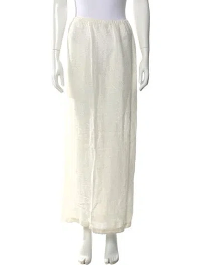 Pre-owned Leset Linen Long Skirt In White