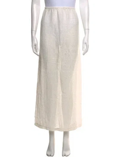 Pre-owned Leset Linen Long Skirt In White