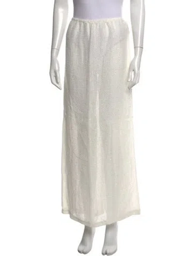 Pre-owned Leset Linen Long Skirt In White