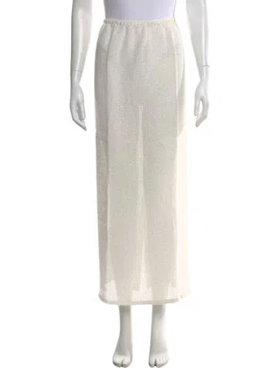 Pre-owned Leset Linen Midi Length Skirt In White