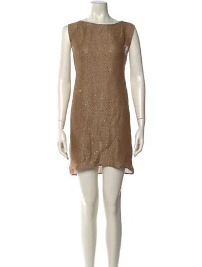 Pre-owned Leset Linen Mini Dress In Gold