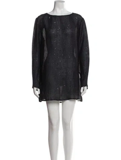 Pre-owned Leset Linen Mini Dress W/ Tags In Blue