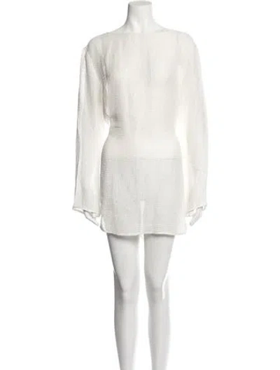 Pre-owned Leset Linen Mini Dress In White