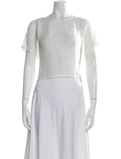 Pre-owned Leset Linen Scoop Neck Top W/ Tags In White