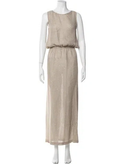 Pre-owned Leset Linen Sequin Embellishments Skirt Set In Neutral