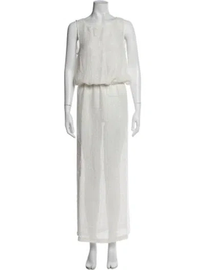Pre-owned Leset Linen Sequin Embellishments Skirt Set W/ Tags In Neutrals