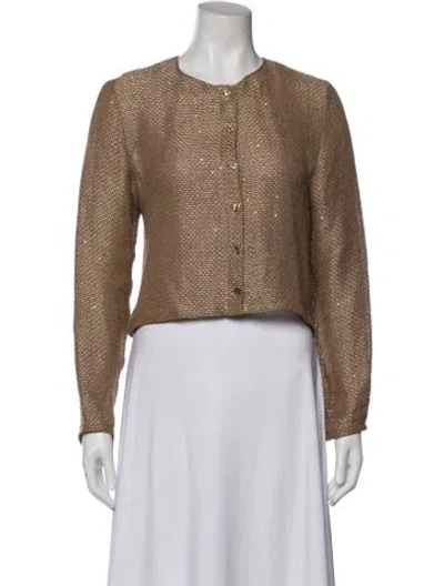 Pre-owned Leset Linen Tweed Pattern Evening Jacket In Neutral