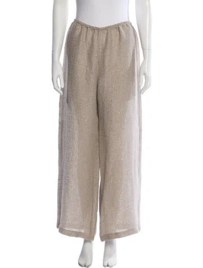 Pre-owned Leset Linen Wide Leg Pants In Neutral