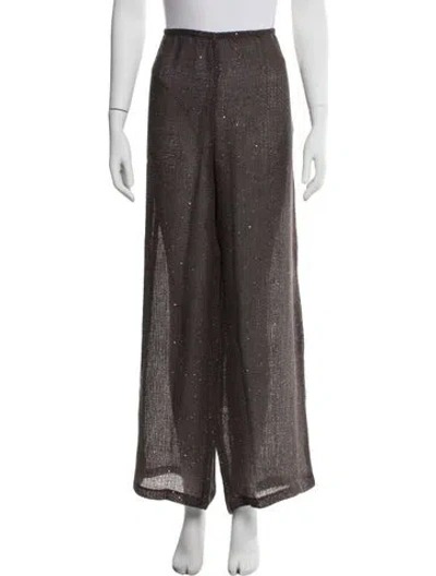 Pre-owned Leset Linen Wide Leg Pants W/ Tags In Brown