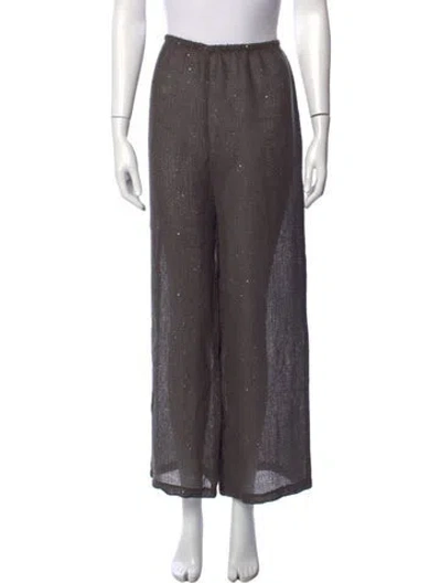 Pre-owned Leset Linen Wide Leg Pants W/ Tags In Grey